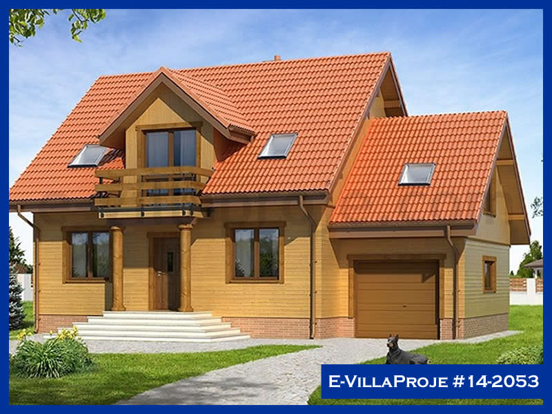152 m² 2 Katlı (Dubleks) 4+1 Ahşap Çelik Yapı Villa (Ev Villa Proje #14 - 2053) Cephe Görünümü ve Kat Planı
