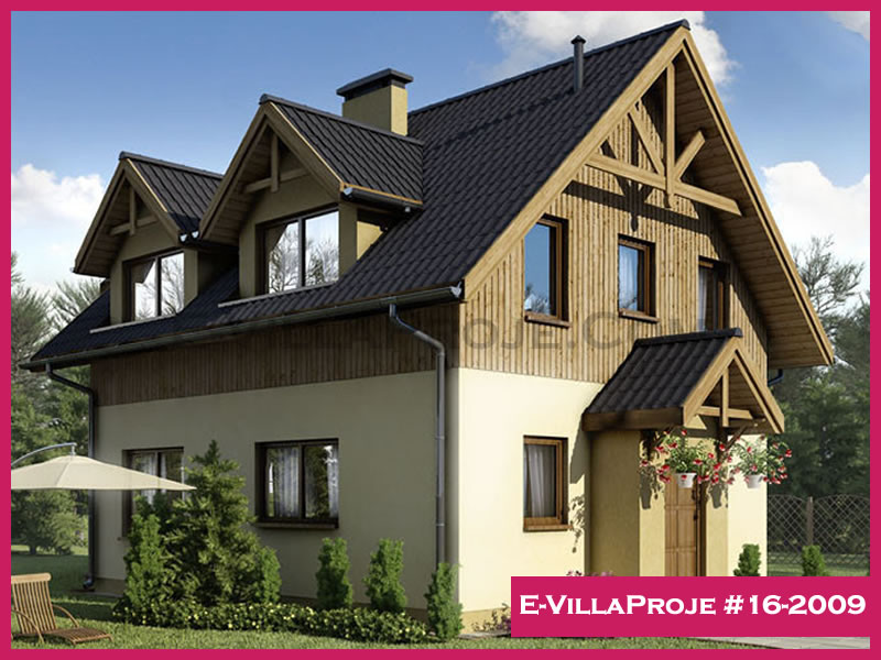 152 m² 2 Katlı (Dubleks) 4+1 Ahşap Çelik Yapı Villa (Ev Villa Proje #16 - 2009) Cephe Görünümü ve Kat Planı