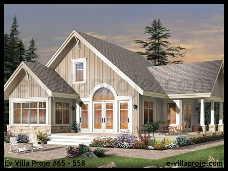 152 m² 2 Katlı (Dubleks) 4+1 Çiftlik Çelik Yapı Villa (Ev Villa Proje #65 - 558) Cephe Görünümü ve Kat Planı