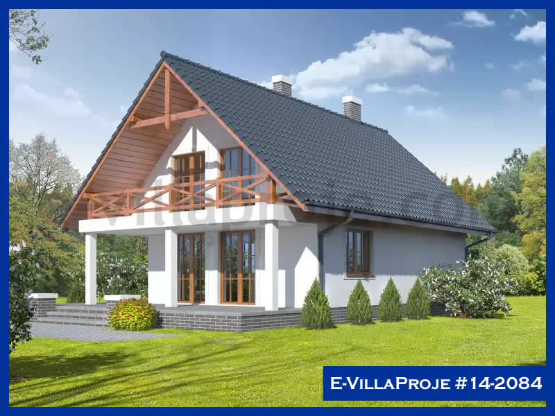 152 m² 2 Katlı (Dubleks) 4+1 Taş Çelik Yapı Villa (Ev Villa Proje #14 - 2084) Cephe Görünümü ve Kat Planı