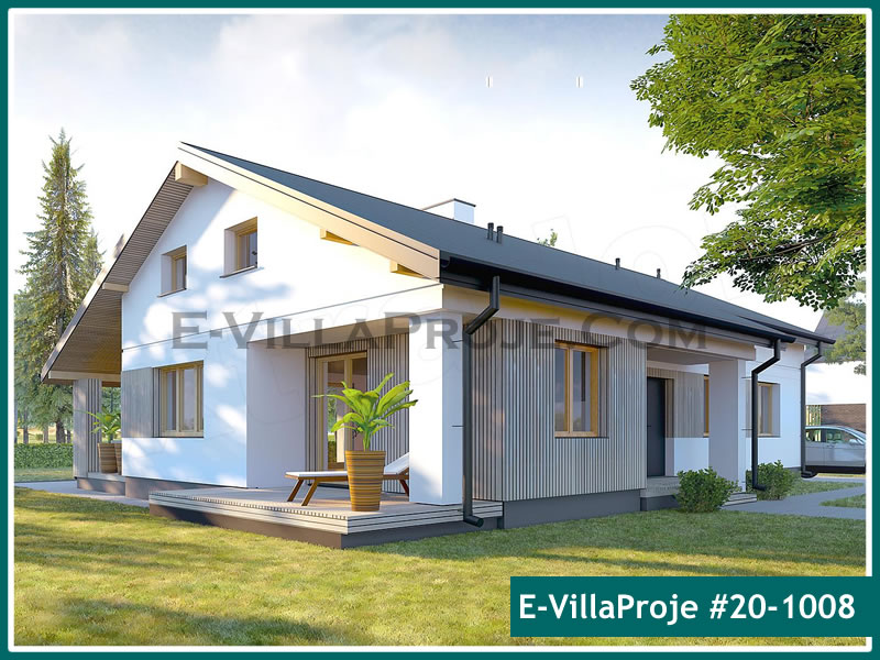 152 m² Tek Katlı 4+1 Ahşap Çelik Yapı Villa (Ev Villa Proje #20 - 1008) Cephe Görünümü ve Kat Planı