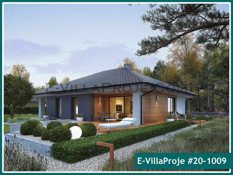 152 m² Tek Katlı 4+1 Modern Çelik Yapı Villa (Ev Villa Proje #20 - 1009) Cephe Görünümü ve Kat Planı