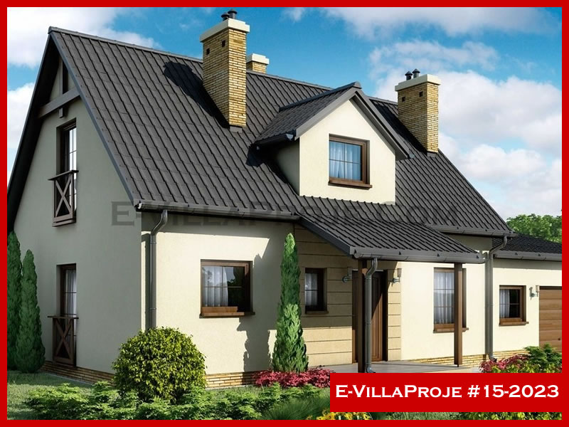 155 m² 2 Katlı (Dubleks) 4+1 Amerikan Çelik Yapı Villa (Ev Villa Proje #15 - 2023) Cephe Görünümü ve Kat Planı