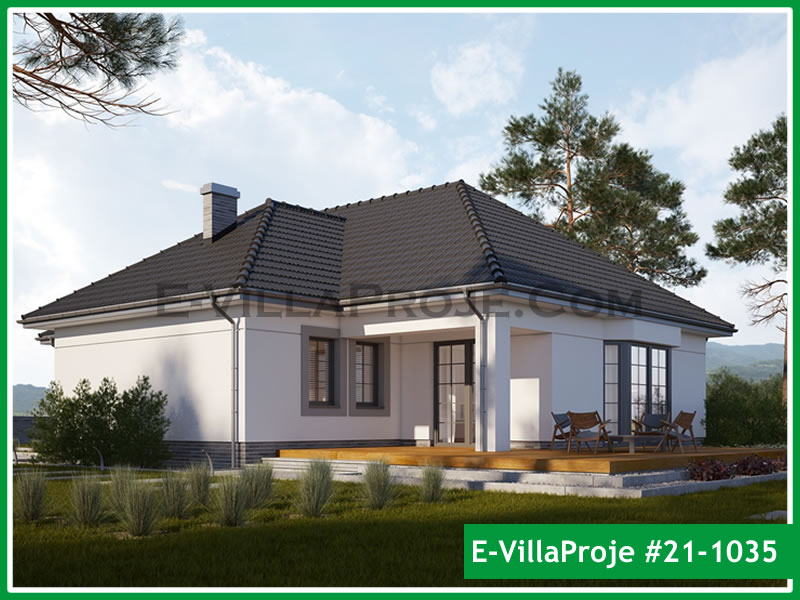 155 m² Tek Katlı 4+1 Şehir Tarzı lar Çelik Yapı Villa (Ev Villa Proje #21 - 1035) Cephe Görünümü ve Kat Planı