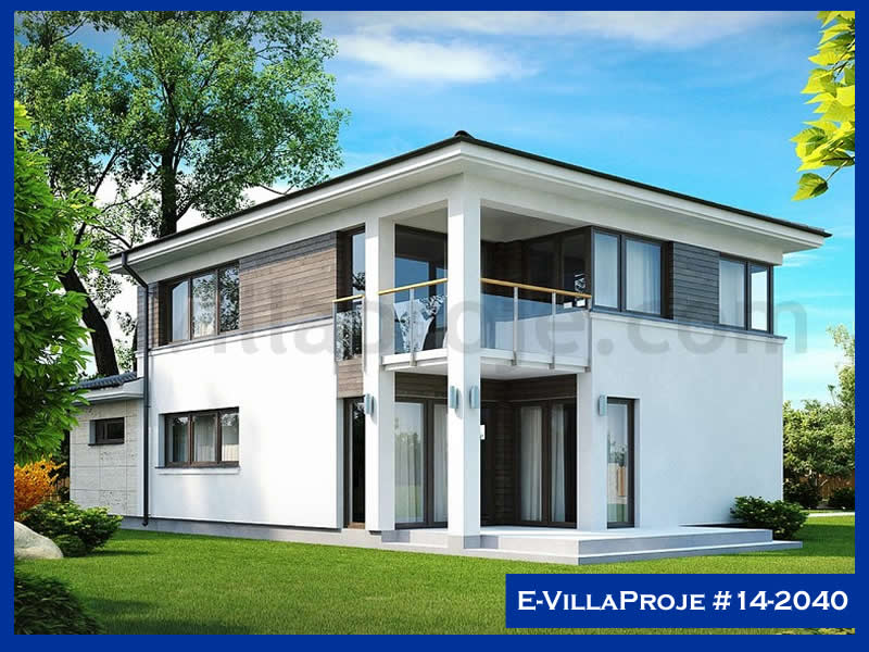 156 m² 2 Katlı (Dubleks) 4+1 Modern Çelik Yapı Villa (Ev Villa Proje #14 - 2040) Cephe Görünümü ve Kat Planı