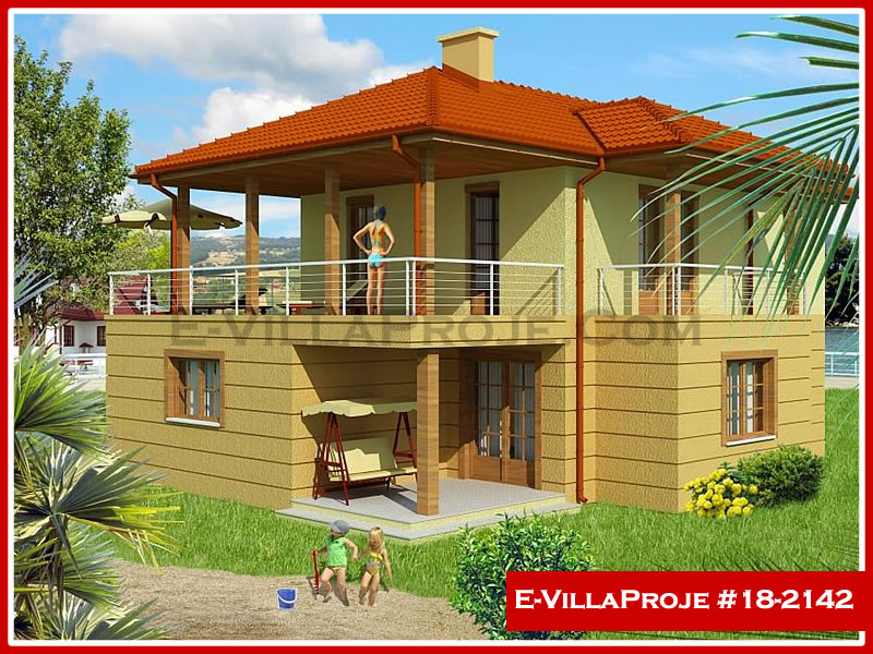 156 m² 2 Katlı (Dubleks) 4+1 Ekonomik Çelik Yapı Villa (Ev Villa Proje #18 - 2142) Cephe Görünümü ve Kat Planı