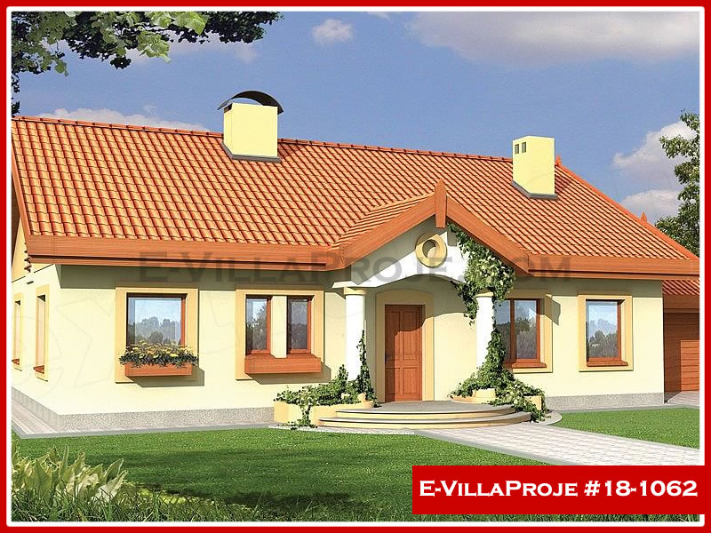 157 m² Tek Katlı 4+1 Özel Tasarım  Proje Çelik Yapı Villa (Ev Villa Proje #18 - 1062) Cephe Görünümü ve Kat Planı