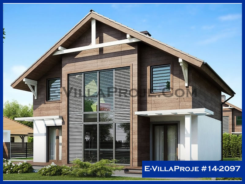 158 m² 2 Katlı (Dubleks) 4+1 Özel Tasarım  Proje Çelik Yapı Villa (Ev Villa Proje #14 - 2097) Cephe Görünümü ve Kat Planı