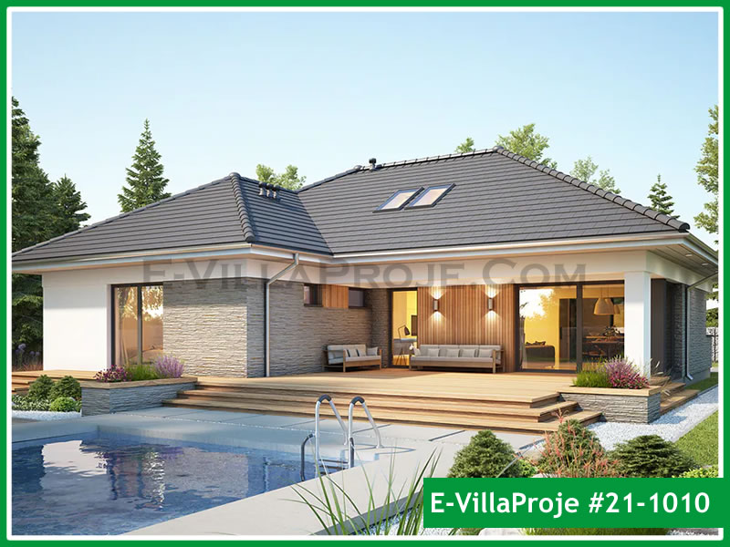 159 m² Tek Katlı 4+1 Havuzlu Çelik Yapı Villa (Ev Villa Proje #21 - 1010) Cephe Görünümü ve Kat Planı
