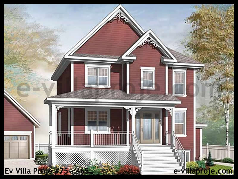 160 m² 2 Katlı (Dubleks) 4+1 Şehir Tarzı lar Çelik Yapı Villa (Ev Villa Proje #75 - 465) Cephe Görünümü ve Kat Planı