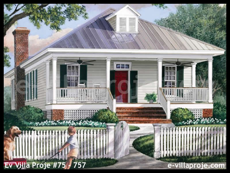160 m² Tek Katlı 4+1 Bungalov Çelik Yapı Villa (Ev Villa Proje #75 - 757) Cephe Görünümü ve Kat Planı