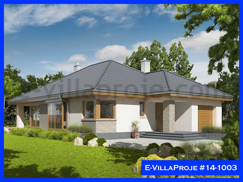 161 m² Tek Katlı 4+1 Özel Tasarım  Proje Çelik Yapı Villa (Ev Villa Proje #14 - 1003) Cephe Görünümü ve Kat Planı