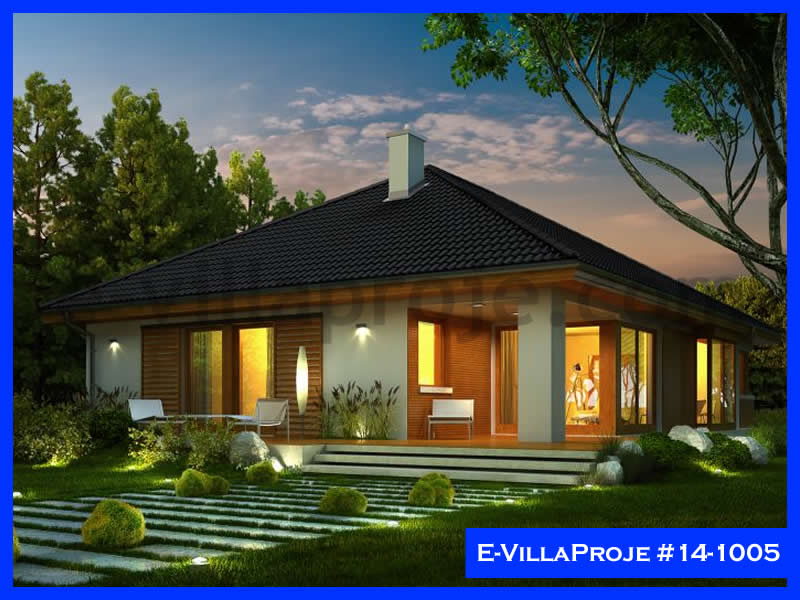 161 m² Tek Katlı 4+1 Özel Tasarım  Proje Çelik Yapı Villa (Ev Villa Proje #14 - 1005) Cephe Görünümü ve Kat Planı