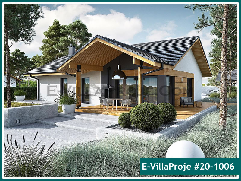 162 m² Tek Katlı 4+1 Ahşap Çelik Yapı Villa (Ev Villa Proje #20 - 1006) Cephe Görünümü ve Kat Planı