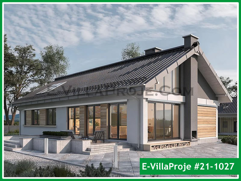 162 m² Tek Katlı 4+1 Ekonomik Çelik Yapı Villa (Ev Villa Proje #21 - 1027) Cephe Görünümü ve Kat Planı