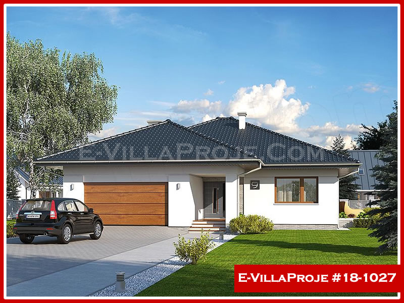 163 m² Tek Katlı 4+1 Özel Tasarım  Proje Çelik Yapı Villa (Ev Villa Proje #18 - 1027) Cephe Görünümü ve Kat Planı