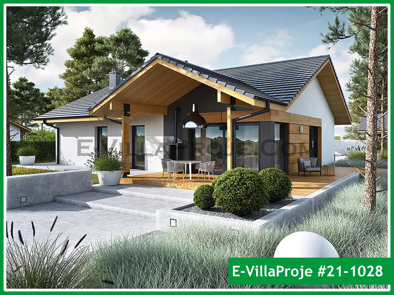 163 m² Tek Katlı 4+1 Modern Çelik Yapı Villa (Ev Villa Proje #21 - 1028) Cephe Görünümü ve Kat Planı