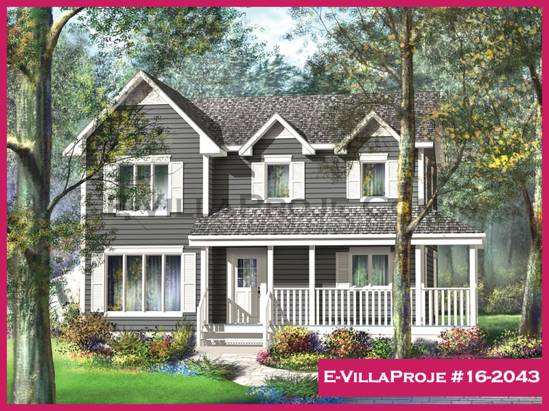 164 m² 2 Katlı (Dubleks) 4+1 Amerikan Çelik Yapı Villa (Ev Villa Proje #16 - 2043) Cephe Görünümü ve Kat Planı