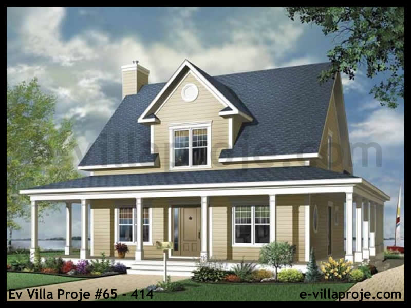 166 m² 2 Katlı (Dubleks) 4+1 Geleneksel Çelik Yapı Villa (Ev Villa Proje #65 - 414) Cephe Görünümü ve Kat Planı