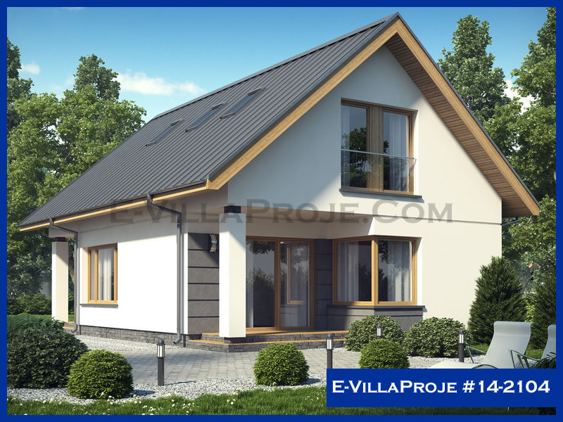 166 m² 2 Katlı (Dubleks) 4+1 Özel Tasarım  Proje Çelik Yapı Villa (Ev Villa Proje #14 - 2104) Cephe Görünümü ve Kat Planı