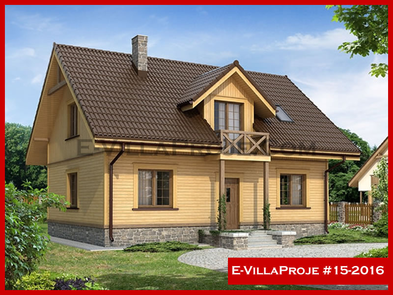 167 m² 2 Katlı (Dubleks) 4+1 Ahşap Çelik Yapı Villa (Ev Villa Proje #15 - 2016) Cephe Görünümü ve Kat Planı