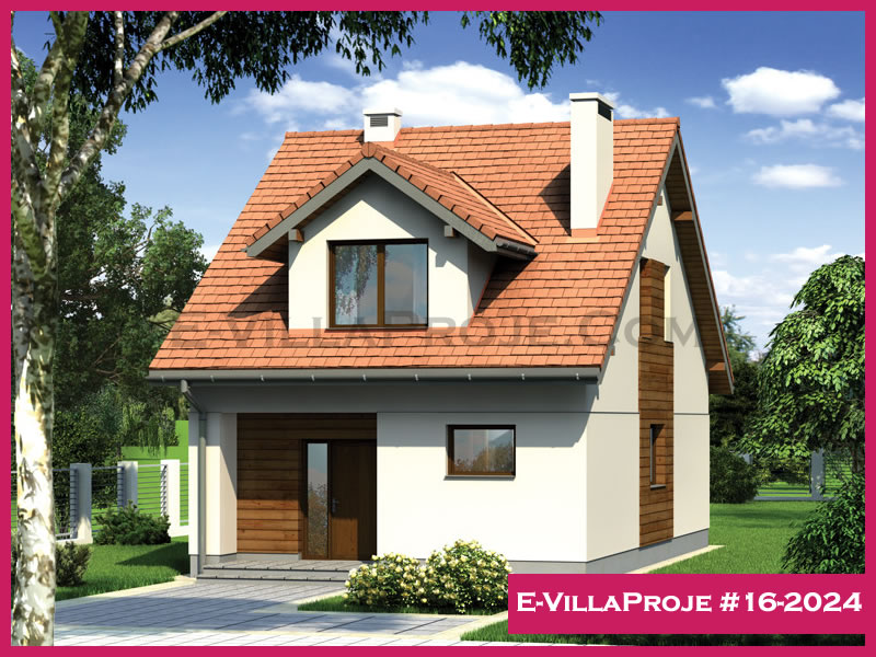 167 m² 2 Katlı (Dubleks) 4+1 Ahşap Çelik Yapı Villa (Ev Villa Proje #16 - 2024) Cephe Görünümü ve Kat Planı