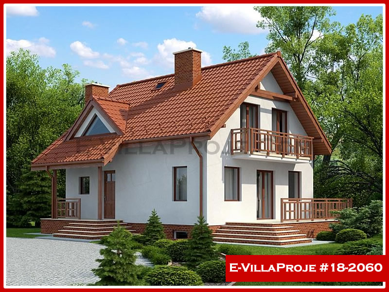 167 m² 2 Katlı (Dubleks) 4+1 Özel Tasarım  Proje Çelik Yapı Villa (Ev Villa Proje #18 - 2060) Cephe Görünümü ve Kat Planı