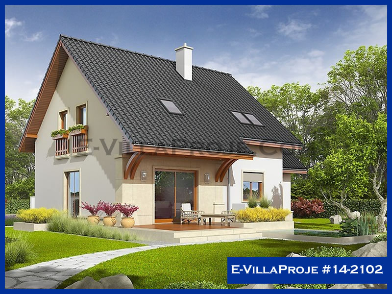 168 m² 2 Katlı (Dubleks) 4+1 Modern Çelik Yapı Villa (Ev Villa Proje #14 - 2102) Cephe Görünümü ve Kat Planı