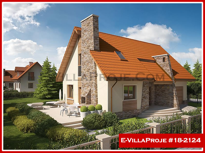 168 m² 2 Katlı (Dubleks) 4+1 Özel Tasarım  Proje Çelik Yapı Villa (Ev Villa Proje #18 - 2124) Cephe Görünümü ve Kat Planı