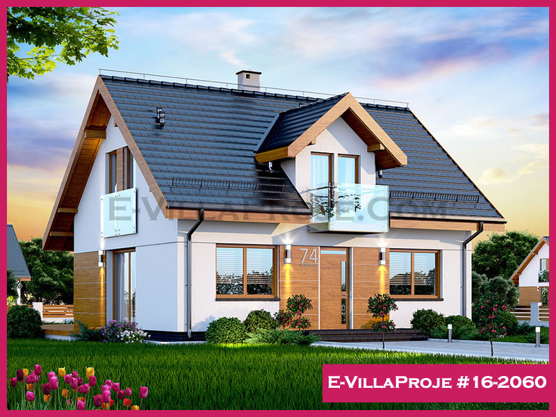 169 m² 2 Katlı (Dubleks) 4+1 Ekonomik Çelik Yapı Villa (Ev Villa Proje #16 - 2060) Cephe Görünümü ve Kat Planı