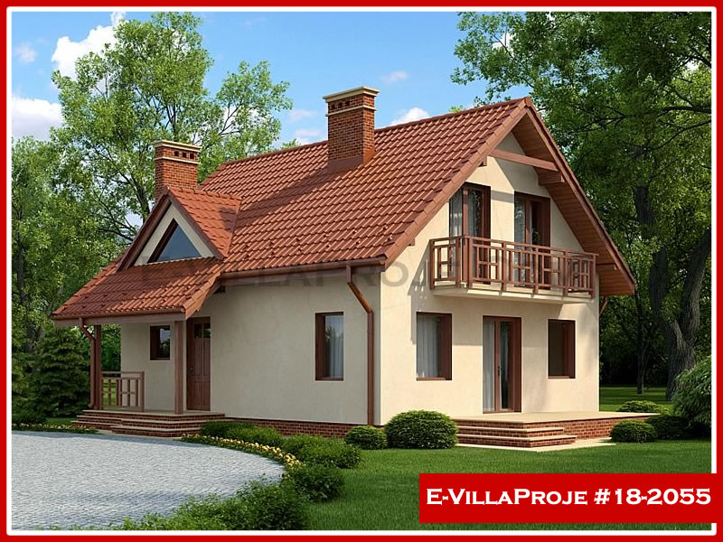 169 m² 2 Katlı (Dubleks) 4+1 Ekonomik Çelik Yapı Villa (Ev Villa Proje #18 - 2055) Cephe Görünümü ve Kat Planı