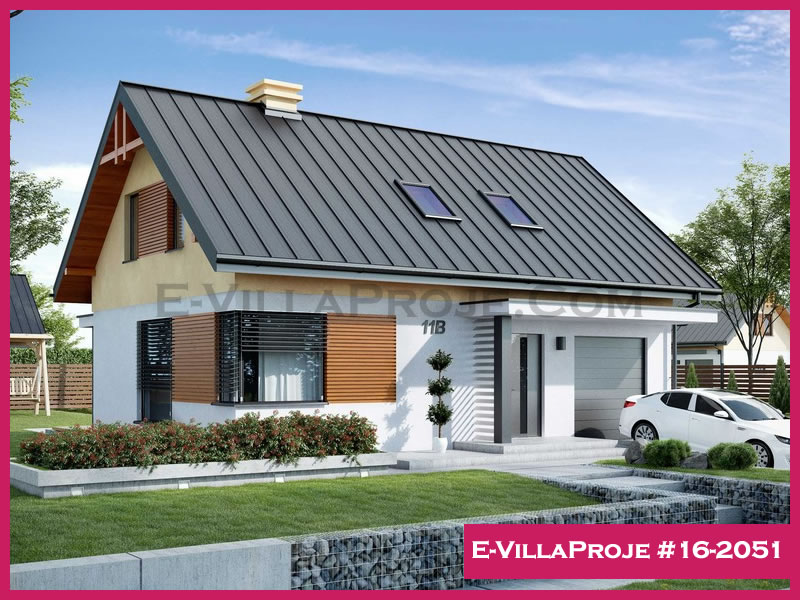 170 m² 2 Katlı (Dubleks) 4+1 Amerikan Çelik Yapı Villa (Ev Villa Proje #16 - 2051) Cephe Görünümü ve Kat Planı