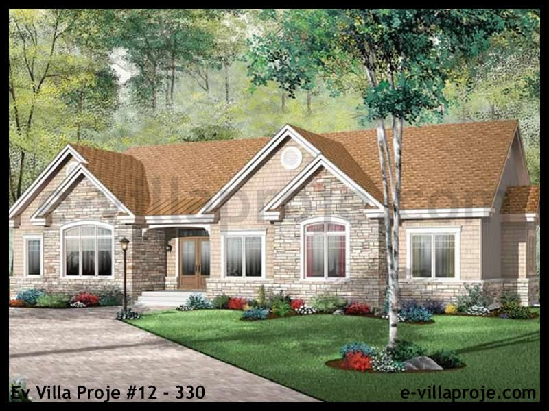 170 m² Tek Katlı 4+1 Bungalov Çelik Yapı Villa (Ev Villa Proje #12 - 330) Cephe Görünümü ve Kat Planı