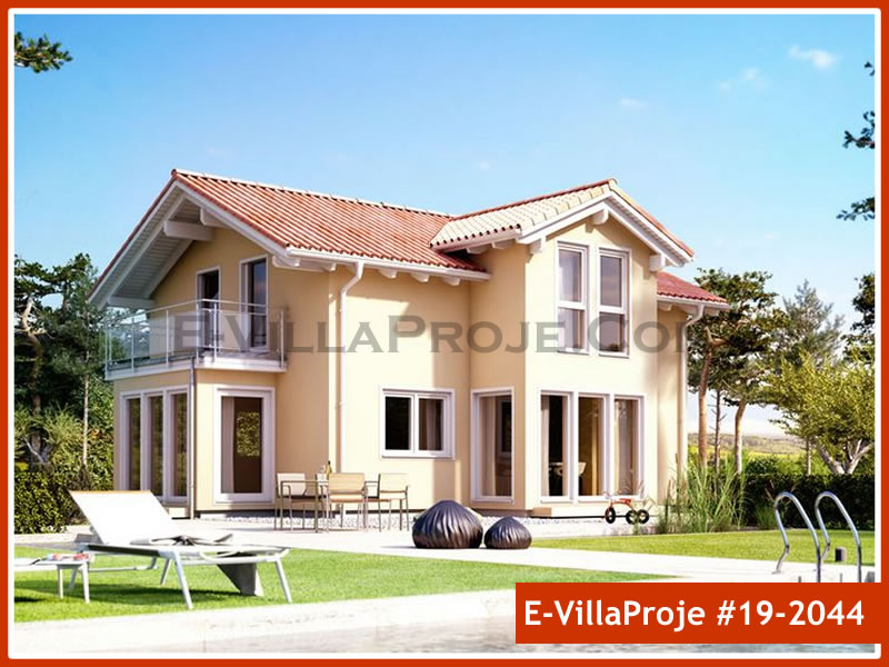 171 m² 2 Katlı (Dubleks) 4+1 Özel Tasarım  Proje Çelik Yapı Villa (Ev Villa Proje #19 - 2044) Cephe Görünümü ve Kat Planı