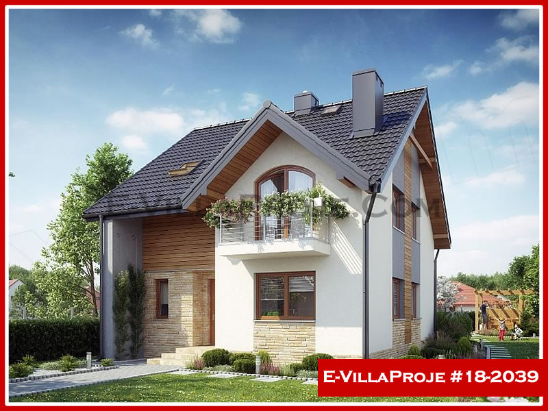 173 m² 2 Katlı (Dubleks) 4+1 Ekonomik Çelik Yapı Villa (Ev Villa Proje #18 - 2039) Cephe Görünümü ve Kat Planı