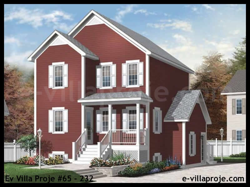 174 m² 2 Katlı (Dubleks) 4+1 Taş Çelik Yapı Villa (Ev Villa Proje #65 - 232) Cephe Görünümü ve Kat Planı