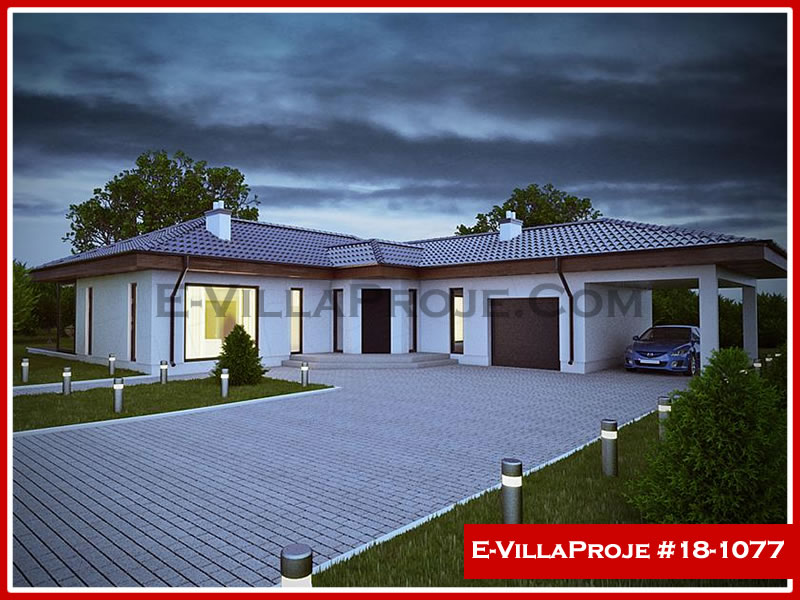 174 m² Tek Katlı 4+1 Çiftlik Çelik Yapı Villa (Ev Villa Proje #18 - 1077) Cephe Görünümü ve Kat Planı
