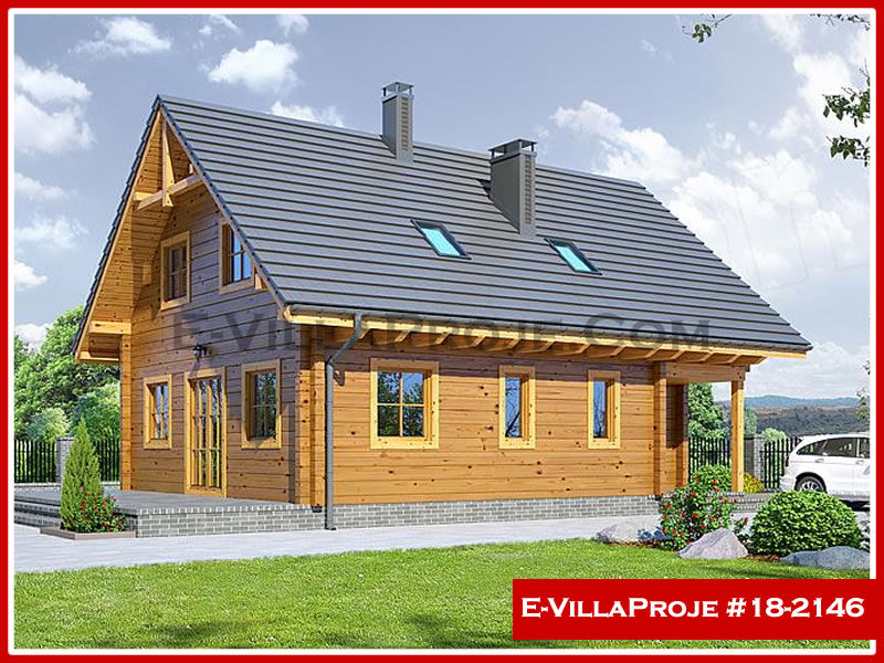 175 m² 2 Katlı (Dubleks) 4+1 Ahşap Çelik Yapı Villa (Ev Villa Proje #18 - 2146) Cephe Görünümü ve Kat Planı