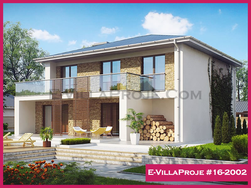 175 m² 2 Katlı (Dubleks) 4+1 Modern Çelik Yapı Villa (Ev Villa Proje #16 - 2002) Cephe Görünümü ve Kat Planı