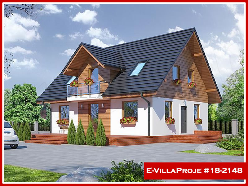 175 m² 2 Katlı (Dubleks) 4+1 Özel Tasarım  Proje Çelik Yapı Villa (Ev Villa Proje #18 - 2148) Cephe Görünümü ve Kat Planı