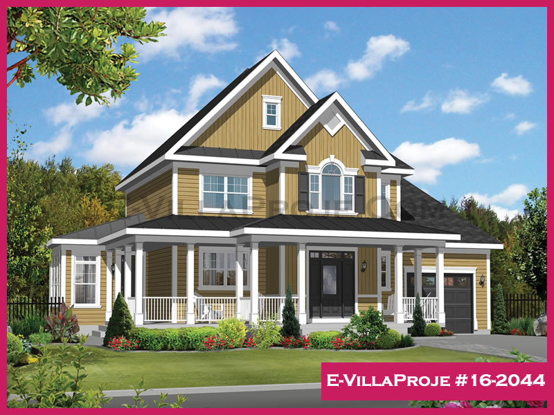 176 m² 2 Katlı (Dubleks) 4+1 Amerikan Çelik Yapı Villa (Ev Villa Proje #16 - 2044) Cephe Görünümü ve Kat Planı
