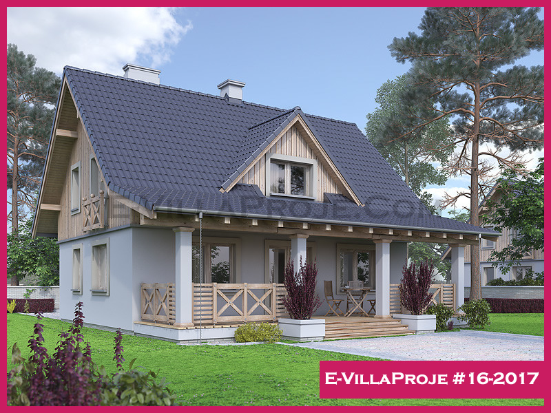 176 m² Tek Katlı 4+1 Ahşap Çelik Yapı Villa (Ev Villa Proje #16 - 2017) Cephe Görünümü ve Kat Planı