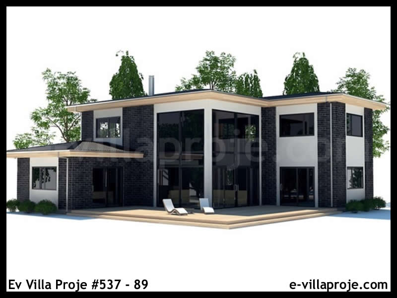 177 m² 2 Katlı (Dubleks) 4+1 Ekonomik Çelik Yapı Villa (Ev Villa Proje #537 - 89) Cephe Görünümü ve Kat Planı