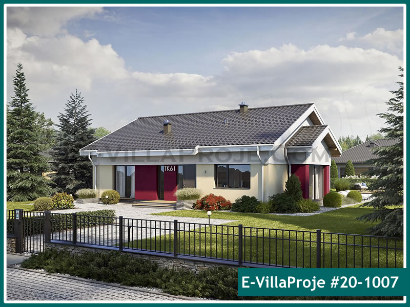 177 m² Tek Katlı 4+1 Şehir Tarzı lar Çelik Yapı Villa (Ev Villa Proje #20 - 1007) Cephe Görünümü ve Kat Planı