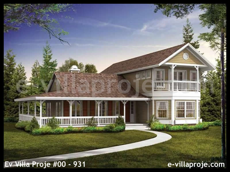 178 m² 2 Katlı (Dubleks) 4+1 Çiftlik Çelik Yapı Villa (Ev Villa Proje #00 - 931) Cephe Görünümü ve Kat Planı