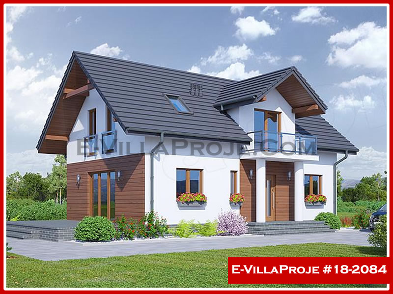 178 m² 2 Katlı (Dubleks) 4+1 Modern Çelik Yapı Villa (Ev Villa Proje #18 - 2084) Cephe Görünümü ve Kat Planı