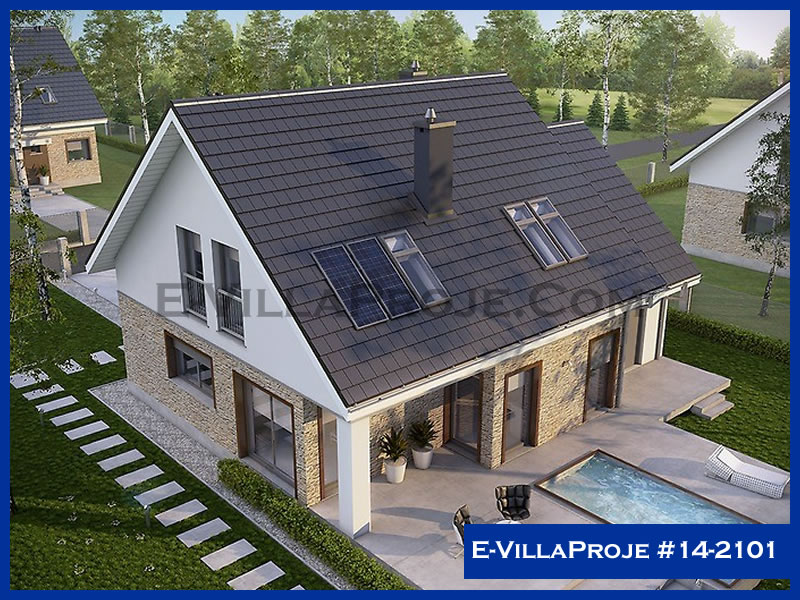 179 m² 2 Katlı (Dubleks) 4+1 Özel Tasarım  Proje Çelik Yapı Villa (Ev Villa Proje #14 - 2101) Cephe Görünümü ve Kat Planı