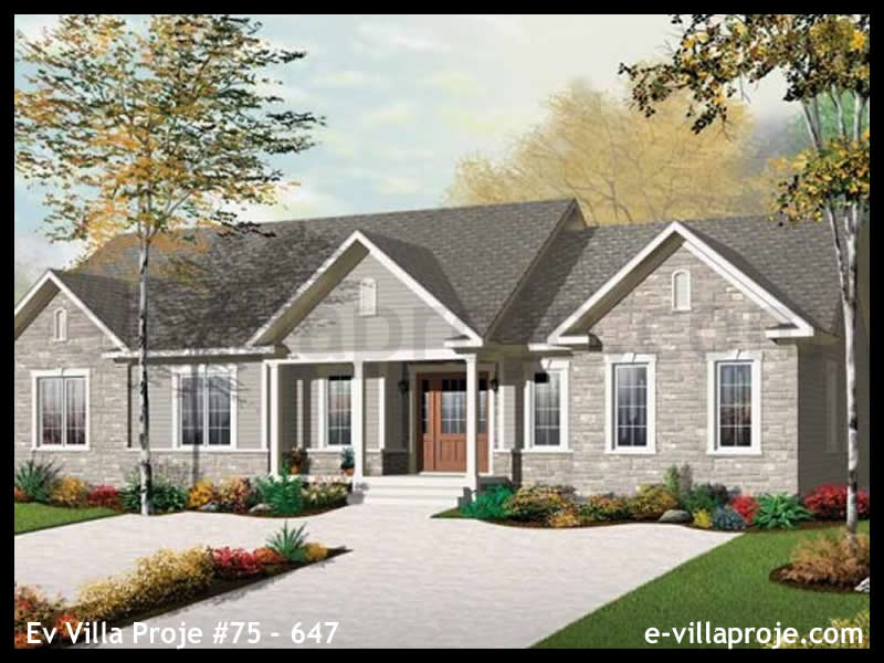 179 m² Tek Katlı 4+1 Avrupa Çelik Yapı Villa (Ev Villa Proje #75 - 647) Cephe Görünümü ve Kat Planı