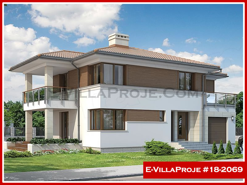 181 m² 2 Katlı (Dubleks) 5+1 Modern Çelik Yapı Villa (Ev Villa Proje #18 - 2069) Cephe Görünümü ve Kat Planı