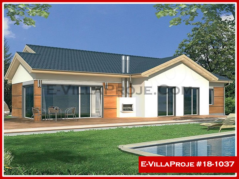 183 m² Tek Katlı 5+1 Çiftlik Çelik Yapı Villa (Ev Villa Proje #18 - 1037) Cephe Görünümü ve Kat Planı